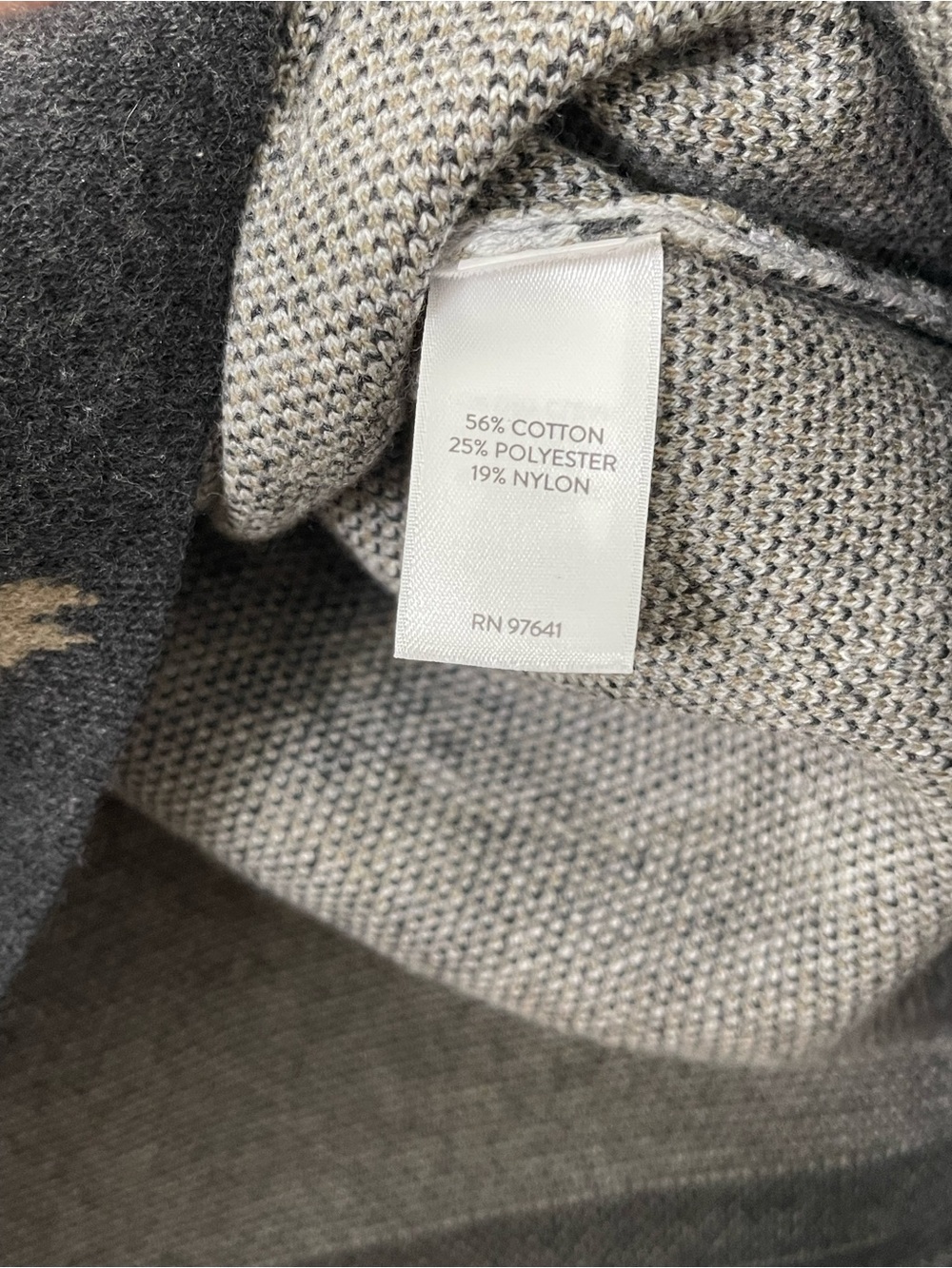 NWT J. Jill Charcoal Gray Floral Mock Neck Sweater with Cream and Tan Accents - Picture 3 of 5